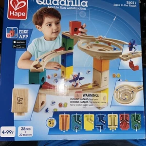 Quadrilla Wooden Marble Run Cyclone Hape “Race-Finish” Set NC 26pc + 25 Marbles - Picture 1 of 5