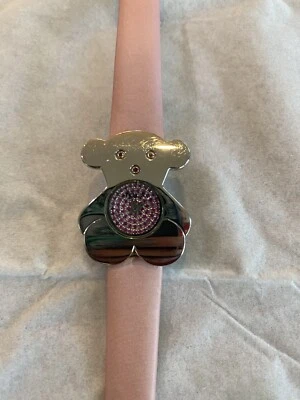 Steel Tous Watch with Pink Sapphires and Pink Satin Leather Strap - Image 1 of 3