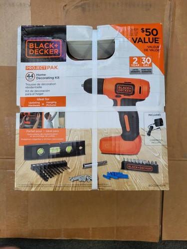 Taladro inalámbrico NEGRO+DECKER 8V MAX* + 43 piezas. Kit de proyecto de decoración del hogar (BDCD8HDPK)-