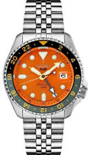New Seiko 5 Sports Automatic GMT Stainless Steel Orange Dial Men's Watch SSK005
