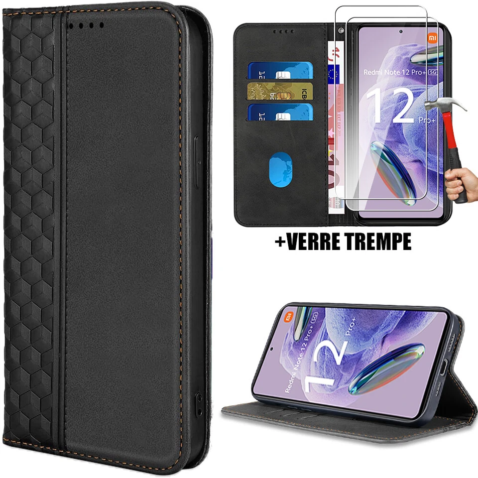 Coque pour Redmi 12C A1 A2 Note 12 Pro 4G/5G Note 12 11 11S + 2 Verres Trempés
