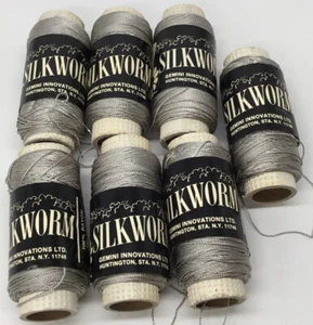 Silkworm Yarn, 100% Rayon, (7) 150 Yards/ Skein, Silver Color NOS - Picture 1 of 2