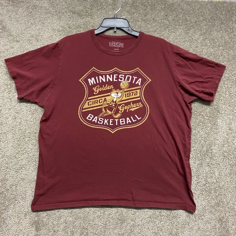 Minnesota Golden Gophers Shirt Mens Large Red Basketball Retro Vintage Logo Cover