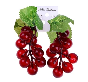 Lindo Tiki Uvas GRAPE Pendientes Rockabilly Retro Años 50 Vintage Uvas Pendientes - Imagen 1 de 4