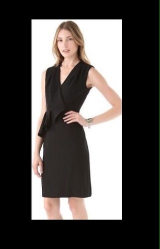 Abito TORY BURCH Brooklyn taglia 0 nero senza maniche tubino peplo cocktail nuovo con etichette $375