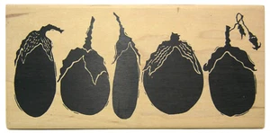 A Stamp In The Hand EGGPLANT BORDER BackgroundVegetable Wood Mount Rubber Stamp - Imagen 1 de 2