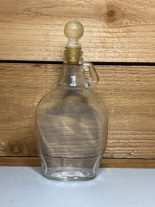 VTG 9" GLASS  LIQUOR BOTTLE WITH ROUND GLASS TOPPER DECANTER - Picture 1 of 6
