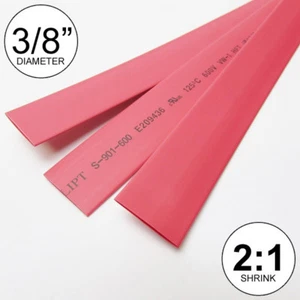 3/8" ID Rot Schrumpfschlauch 2:1 Verhältnis Polyolefin (25 Fuß) Zoll/Fuß/bis 10 mm - Bild 1 von 6