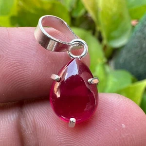 8.50 Ct Natural Ruby Cabochon Pendant Necklace in 925 Silver Handmade Jewelry - Picture 1 of 6
