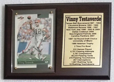 Cleveland Browns Vinny Testaverde Football Card Plaque Cover