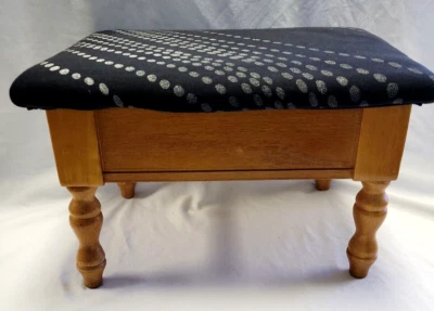 Vintage Storage Foot Stool Sewing Storage Hinged Lid 14x11x9 - Image 1 of 4