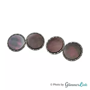 Art Deco Krementz Double Sided Round Mother of Pearl Gold Plated Cufflinks - Picture 1 of 6