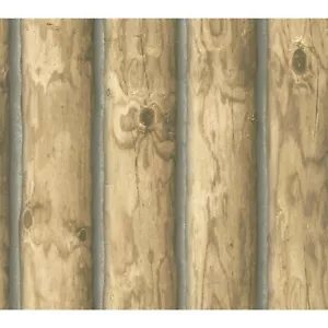 York Wallcoverings CH7977 Lake Forest Lodge Mountain Logs Carta da parati, marrone chiaro - Foto 1 di 12