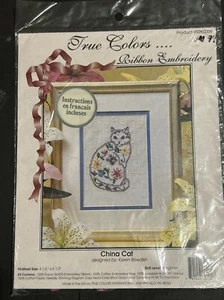 True Colors Ribbon Embroidery China Cat Pattern Kit Beginner 4.5" x 6.5" New - Picture 1 of 2