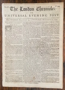 1759 CHRONICLE ~ FRENCH & INDIAN WAR ~ TICONDEROGA ANNAPOLIS BOSTON ~ TAX STAMP - Photo 1 sur 6