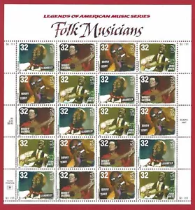 1998 Stati Uniti, Musicisti folk, n. 3103/3106 FOGLIO MNH/** - Foto 1 di 1
