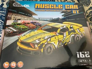 Rompecabezas de madera 3D - Kits de construcción de modelos de autos musculosos amarillos - Adulto 15+ 162 piezas - Imagen 1 de 2