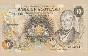 1987 Scotland 10 Pounds, EF {P-113c} Bank of Scotland - Picture 1 of 2