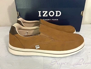 NEW IZOD Men's Barlow Casual Memory Foam Slip On Shoes - PICK SIZE - BROWN - Picture 1 of 8