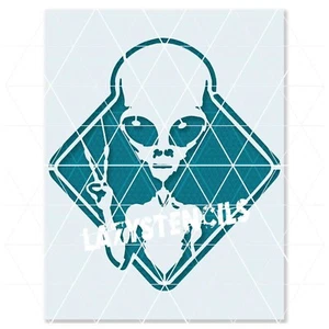 Alien Stencil – UFO, Extraterrestrial, Sci-Fi, Space, Galaxy, Mystery Art - Picture 1 of 5