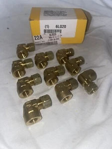 Qty (10) Parker 170Ca-6-4 3/8" Compression X 1/4" Fnpt Brass 90 Degree Elbow - Picture 1 of 7