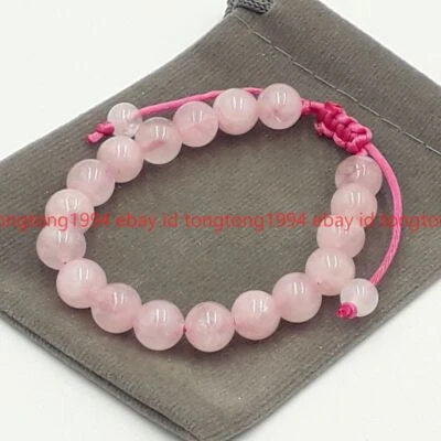 Handgemachte Natürliche Rosenquarz Heilung Edelstein Schnur Armband 6/8mm 19cm - Bild 1 von 4