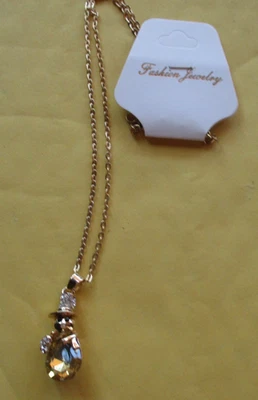 Goldtone 20 英寸链条黄色黄玉雪人。 礼品盒。 — 第 1/4 张图片