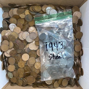 17.78 Pounds of Lincoln Wheat Cents - Bag of Steel Cents - Approx 2600 Coins - Picture 1 of 10