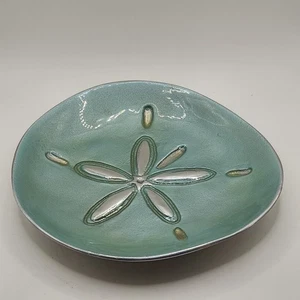 Mariposa Sand Dollar Canape Plate Aqua Enamel Aluminum 6" - Picture 1 of 8