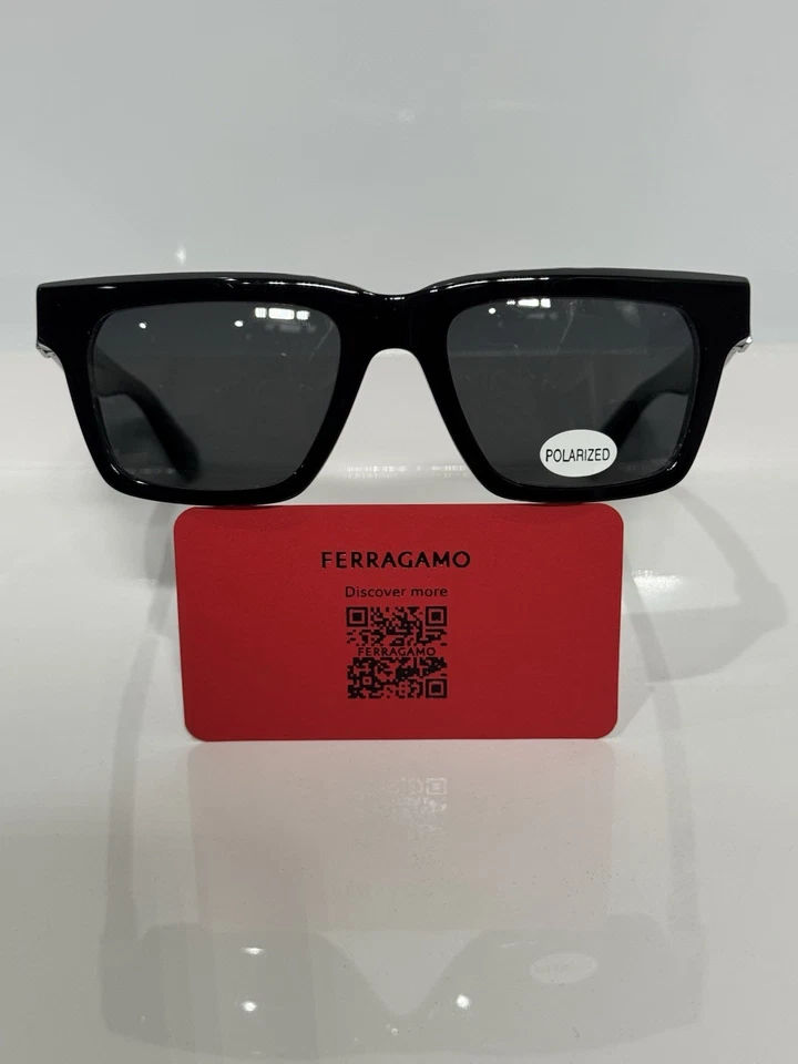 Gafas de sol polarizadas personalizadas Salvatore Ferragamo SF2995 negras gruesas acetato Foto 1 de 4