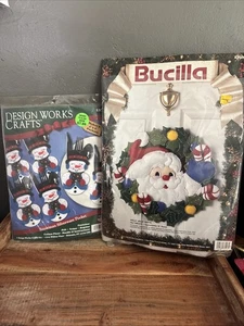 Set Of Two Felt Application Christmas Projects-vintage - Picture 1 of 7