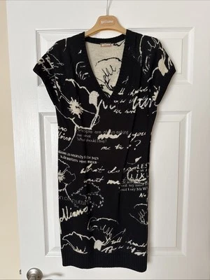 Vestido John Galliano Blanco y Negro Hasta la Rodilla Damas Mujer Lentejuelas Detalles  Foto 1 de 4