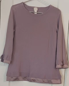 Women's Chico's Long Sleeve Faux 2 Layer Sweater- Size 2 Lilac Color - Picture 1 of 15