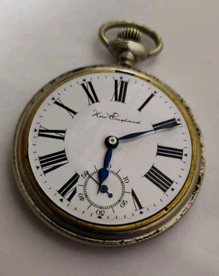 Vintage 16s New England Scout Pocket Watch Clean Dial Hands Good Balance USA - Image 1 of 4