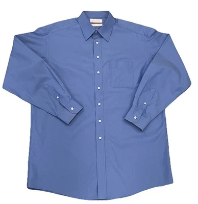 ROUNDTREE & YORKE GOLD LABEL Blue DRESS SHIRT MEN'S 16 1/2 - 36 NON-IRON - Image 1 of 2