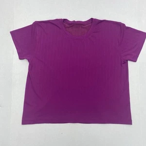 LULULEMON CROPPED MESH TOP FUSCIA COLOR NO SIZE TAG SEE PHOTO MEASUREMENTS - Picture 1 of 7