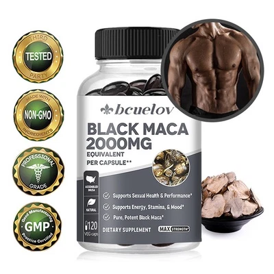 Superalimento natural puro crudo negro raíz de maca no transgénico (extracto 4:1) 120 cápsulas Foto 1 de 4