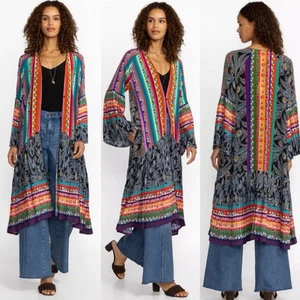 Johnny Was Boho Gemma Plissee Kimono Staubtuch 100% Seide Gr. XL - Bild 1 von 6