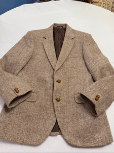 Harris Tweed Vintage braun Fischgrät Tweed Blazer Gr. 42R siehe Maße - Bild 1 von 14