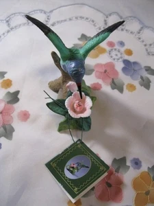 Russ #15440 Porzellan Kolibri Figur BREITSCHNABEL mit Blumenkarte 3,75" groß - Bild 1 von 14