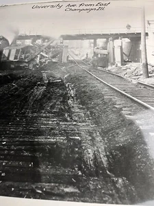 CHAMPAIGN IL-University Av East-Railroad DEPOT Track Construction-1924? XL Photo - Picture 1 of 7