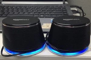 Amazon Basics USB-powered PC computer speakers with dynamic sound V620Black READ - Picture 1 of 5