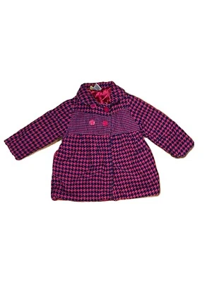 Chaqueta de Invierno Penelope Mack Niña 5T PeaCoat Rosa Brillante y Negro Guinga Foto 1 de 4