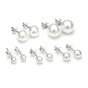 Elegant Ohrringe Damen Von Perlen aus Silber 925° - Verschiedene Größen 4 A 10mm - Bild 1 von 6