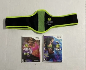 Nintendo Wii Zumba Fitness Core & Zumba Fitness 2 Game Bundle W/Belt - Picture 1 of 3