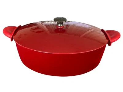 Mario Batali Dansk 10 cuartos de galón hierro fundido ovalado horno holandés esmalte rojo Foto 1 de 4