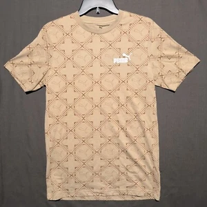 Puma Logomania AOP Crew Neck Short Sleeve T-shirt Men's S Oak Branch - Picture 1 of 3