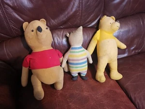 Lot of three Agnes Brush 1940's Winnie the pooh and piglet soft toy antique bear - Picture 1 of 12