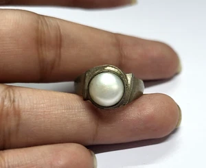 TG: 6,5 US Natural Freshwater Pearl Gemstone anello tedesco argento ossidato ... - Foto 1 di 12