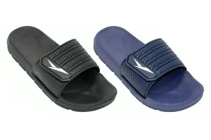 MEN'S SLIP ON SPORT SLIDE SANDALS ADJUSTABLE FLIP FLOPS SLIPPERS SHOES SIZE 8-13 - Picture 1 of 4